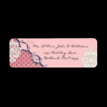 Raspberry & Navy Damask Address Labels