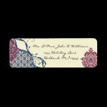Raspberry & Navy Damask Address Labels