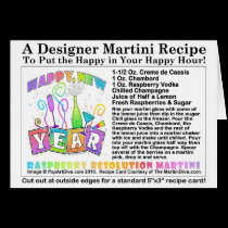 RASPBERRY New Year's MARTINI RECIPE CARD cards