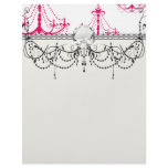 raspberry pink chandelier pattern on white letterhead template