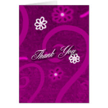 Raspberry Scroll Thank You Card