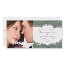 Raspberry Vintage Floral Save The Date Photo Personalized Photo Card