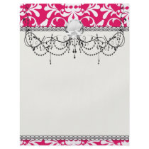 raspberry white bird damask custom flyer