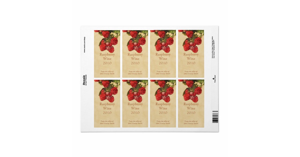 Raspberry wine bottle label | Zazzle