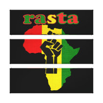 Rasta Africa Black Power Wrapped Canvas 36 by 36 i Gallery Wrapped Canvas