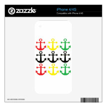 Rasta Anchors Skins For iPhone 4