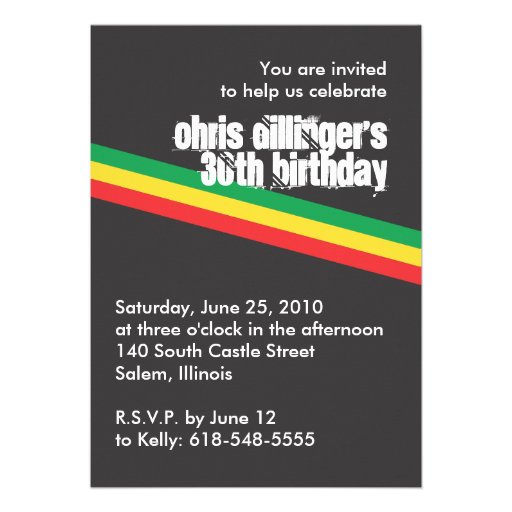 Rasta Birthday Invitation