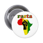 Rasta Black Power Fist over Africa Button