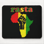 Rasta Black Power Fist over Africa Mouse Pad
