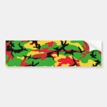 Rasta Colored Camouflage Bumper Sticker