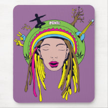 rasta hippie babe mouse pad