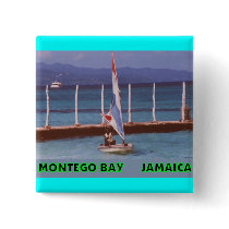 Rasta in a Sailboat, Montego Bay Jamaica Pinback Button