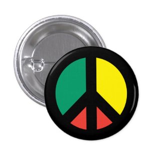 Rasta Peace Symbol Button