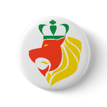 Rasta Reggae Crowned Lion Button