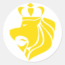 Rasta Reggae Crowned Lion Yellow Round Sticker