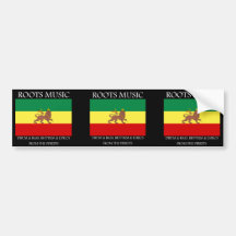 Rasta - Roots Music Ethiopia Flag Lion of Judah Bumper Stickers