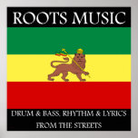 Rasta - Roots Music Ethiopia Flag Print on Canvas 
