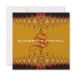 Rasta Tango Gold Lace Monogram Wedding Announcements