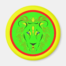 rastafari lion in red gold and green fridge magnet