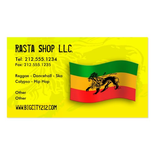Rastafarian Editable Business Card (front side)