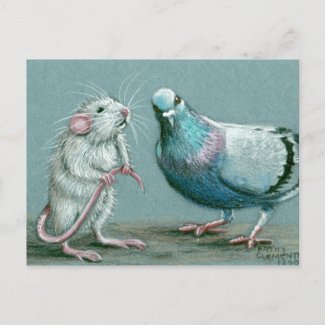 Rat and Pigeon Postcard postcard