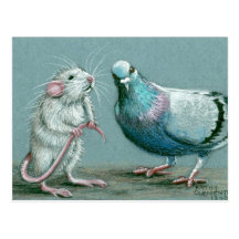 Rat and Pigeon Postcard