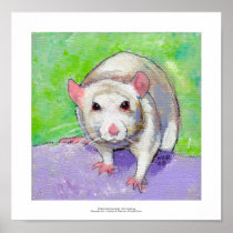 Rat art cute pet fun painting friendly white rats posters