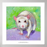 Rat art cute pet fun painting friendly white rats posters