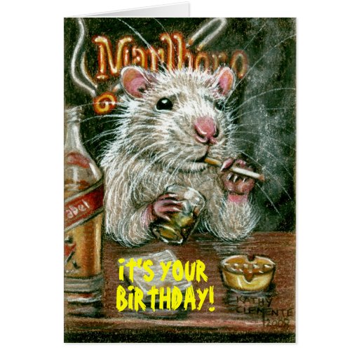 Rat bad habits smoking drinking Card Zazzle