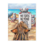 Rat Cat Beach 'No Cats' Sign Postcard