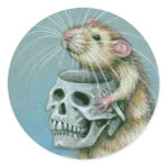 Rat Halloween Skull Basket Stickers