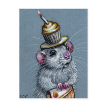 Rat in Cupcake Hat Postcard