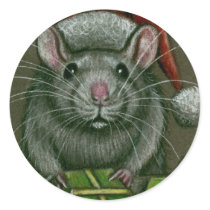 Rat in Santa Hat Christmas Holiday Stickers