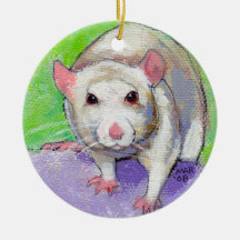 Rat lover decoration cute white pet painting art christmas ornament