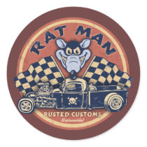 Rat Man Rusted Customs Round Sticker