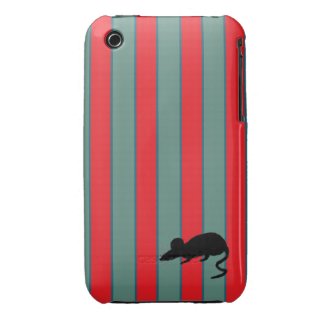 Rat Optional Red and Teal Stripes iPhone 3 Covers