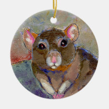 Rat painting I Have Issues fun sensitive pet art Christmas Tree Ornament
