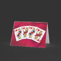 Rat Playing Cards on Satin Valentine Card cards