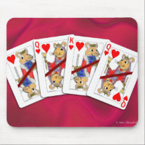 Rat Playing Cards on Satin Valentine Mousepad