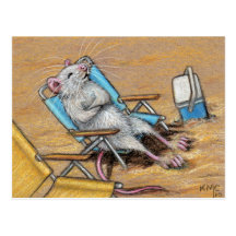 Rat relaxing on Beach Postcard