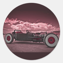 Rat Rod at Bonneville Round Stickers