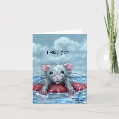 An 'I Miss You' card made from my original drawing 'Sad Surfer'.