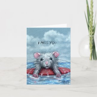 Rat Sad Surfer, I Miss You Note Card card