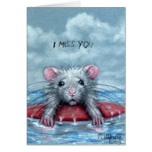 Rat Sad Surfer, I Miss You Note Card