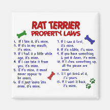 RAT TERRIER Property Laws 2 Fridge Magnet