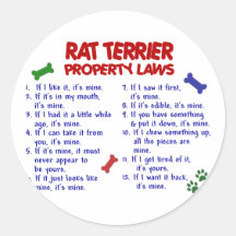 RAT TERRIER Property Laws 2 Round Stickers