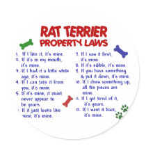 RAT TERRIER Property Laws 2 Round Stickers