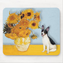 Rat Terrier - Sunflowers Mouse Mats