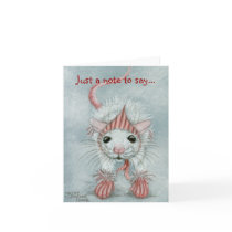 Rat wearing Babushka & Mittens, Note Card
