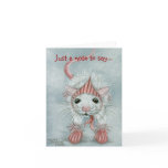 Rat wearing Babushka &amp; Mittens, Note Card